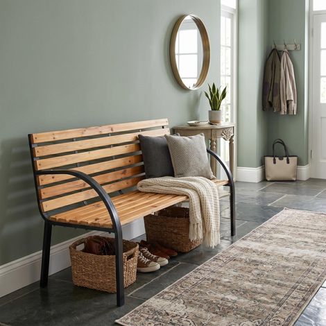 Ambleside 2 Seater Wooden & Metal Indoor Bench (1/5)