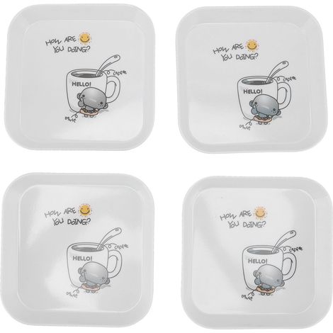 4 assiettes à dessert multifonctionnelles pour fruits, snacks, café et os, idéales pour maison, école ou restaurant. (1/5)