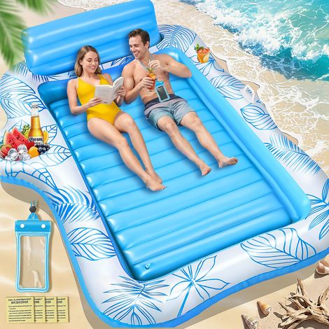 Double Piscine de Bronzage Gonflable, 230180 cm Matelas Gonflable Bronzage Tanning Pool avec Bac à Glaçons (1/5)