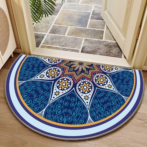 Tapis De Seuil Demi-Rond - Surface En Velours Cristal Et Dos En Caoutchouc Granuleux - Non Glissant - Pour Intérieur Et Extérieur - 60 X 90 Cm - 1 Pièce (1/5)