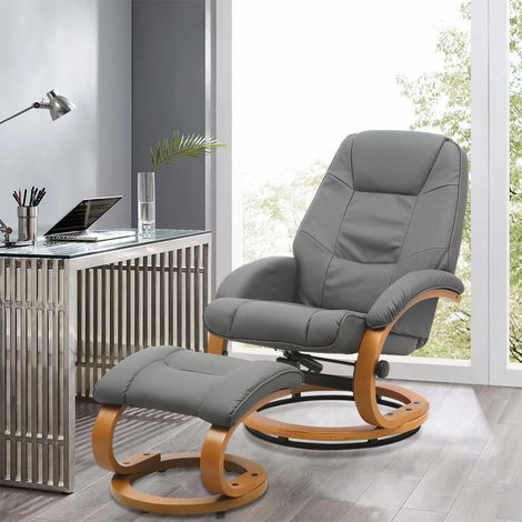 Ergonomic Executive Office Reclining Chair with Footstool (1/4)