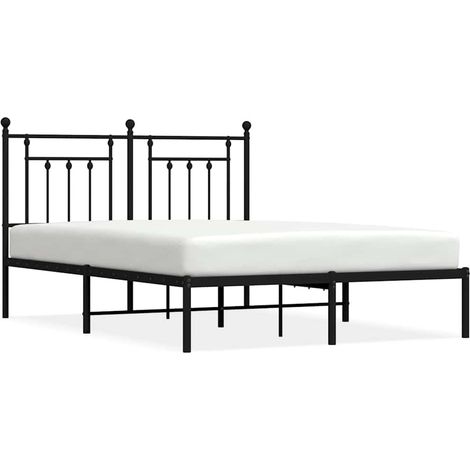 Maison Exclusive - Cadre de lit métal sans matelas avec tête de lit noir 150x200cm (1/5)