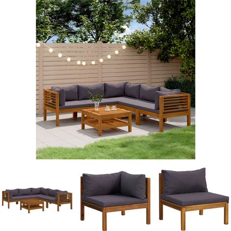 6-tlg. Gartenmöbel Set Sitzgruppe Essgruppe mit Auflage Massivholz Akazie DE51690 (1/5)