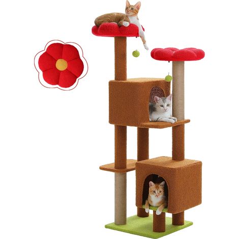 Árbol para gatos, plataformas superiores dobles, cómodos condominios, AMT0292BN, L (1/2)