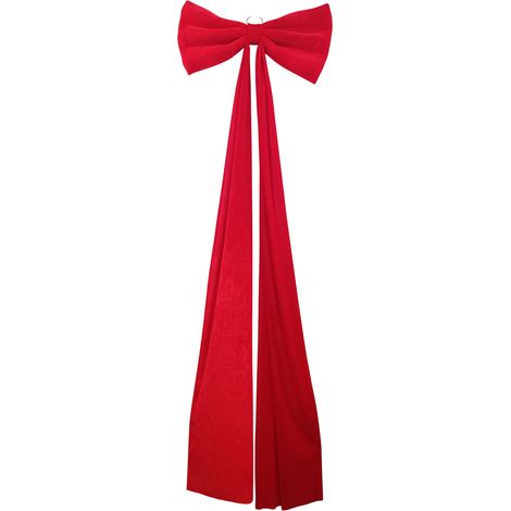 Grande Fiocco rosso Pendente lungo 210 cmx 63 in Tessuto Effetto Velluto MORBIDO per Decorazioni Natalizie Puntale per Albero di Natale Eleganza Elegante bordo' (1/5)