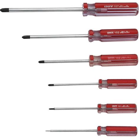 Lot de 6 tournevis à pointe magnétique à trois points de 1,5 mm à 6 mm avec poignée en plastique (1/5)