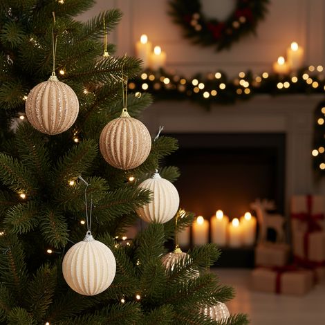 Sfera natalizia per albero di natale in polifoam con effetto velluto, set da 12 pezzi -8 cm (1/5)