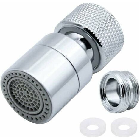 Aireador de grifo de latón giratorio 360°, 2 modos, filtro aireador ajustable para grifo de cocina con adaptador de boquilla - para grifos con rosca externa M22 o rosca interna M24 (1/4)