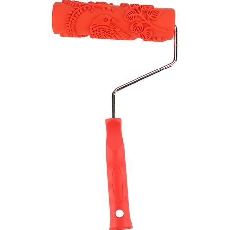 Rouleau de texture pour murs, rouleau en caoutchouc de 7 pouces avec motif en relief, outil de peinture décorative pour impression de plâtre, manche inclus EG343T (1/5)
