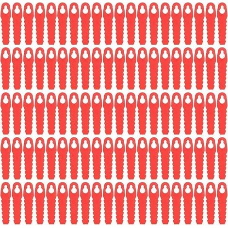 Lames De Rechange en Plastique, 100 Pièces pour Tondeuse à Gazon De Cour, Lames De Tête De Coupe De Rechange, 85Mm, Accessoires De Tondeuse à Gazon De Jardin (Rouge) (1/5)