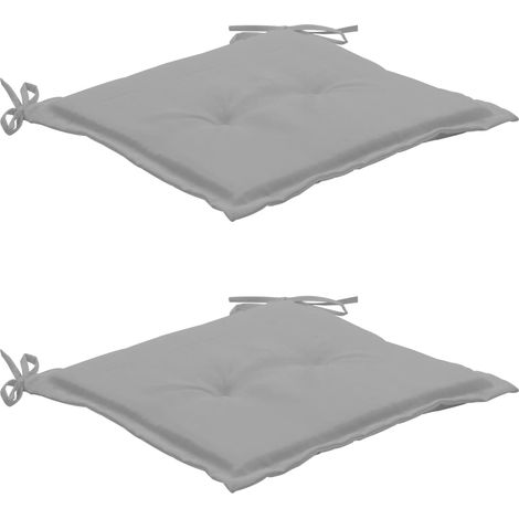 Juego de 2 cojines para silla de jardín 100% poliéster gris 50x50x3 cm DEC021725