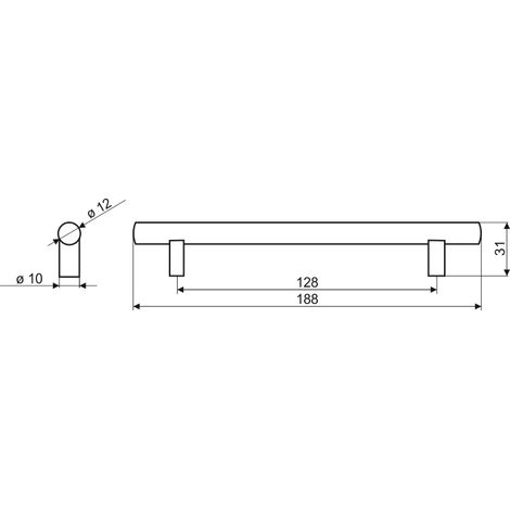 Rail RE10, nickel brossé, 128 mm