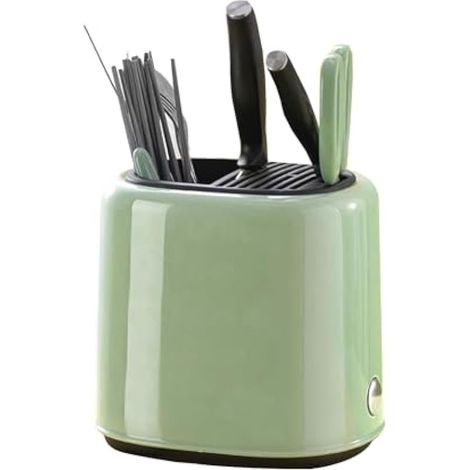 Bloc à couteaux en métal ABS détachable, support universel de rangement pour ustensiles de cuisine (cuillère, fourchette, spatule) - Vert (1/5)