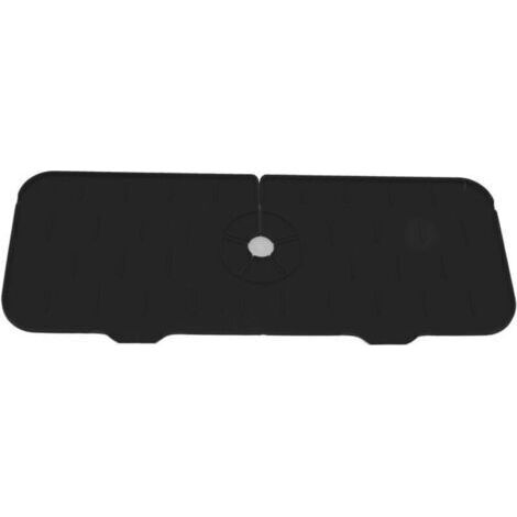 Tapis de robinet en silicone sans BPA, réutilisable, durable, résistant aux éclaboussures, pour évier de cuisine, salle de bain, noir (1/4)