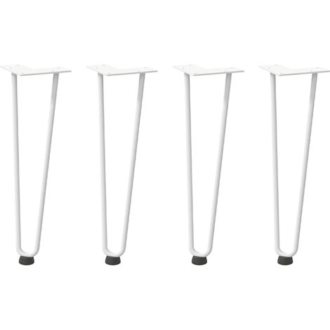 Lot de 4 pieds en épingle à cheveux pour table basse 42 cm en acier massif blanc design moderne