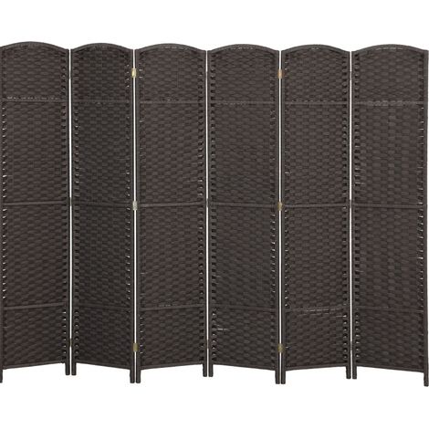 Biombo plegable de 6 paneles en madera y polipropileno marrón (1/5)