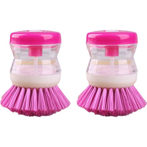Brosse À Vaisselle Avec Distributeur De Savon - Nylon Non Rayant Et Poignée Ergonomique - Pour Casseroles Éviers Et Surfaces De Cuisine - 1 Pièce (1/5)