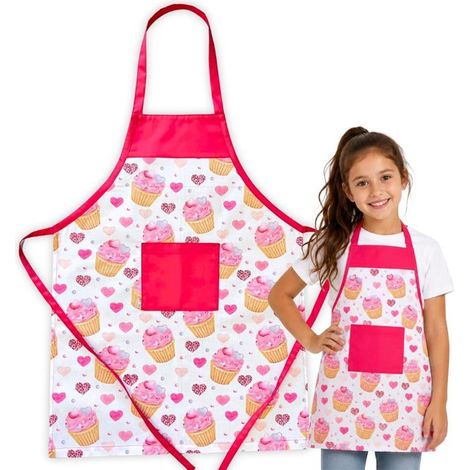 Tablier Cuisine Enfant,100% Coton,Tablier Avec Poche Pour Enfants Filles Et Garçons,Idéal Pour Cuisine,Jardinage,Poterie Et [CA126] (1/5)