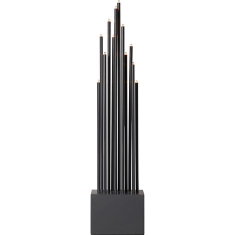 Star Trading Chandelier Buzz, gris foncé, métal, 12 flammes, bois, 65,5cm (1/4)