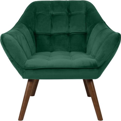 Fauteuil en velours vert foncé avec accoudoirs - Simba