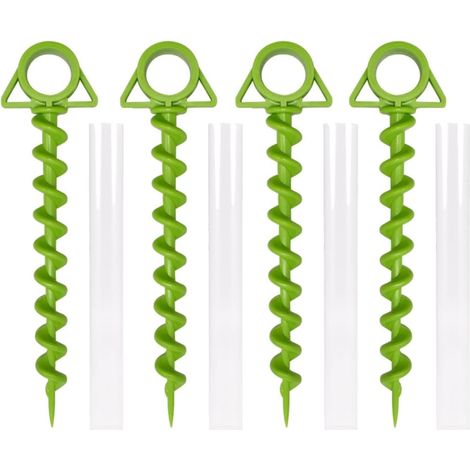 picchetti per tenda, picchetti in plastica con gancio, picchetti a spirale resistenti per tende da campeggio, teloni antipioggia, giardino (verdi)