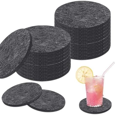 30er Set LAINIKE Filzuntersetzer - Rund, Glasuntersetzer, Filz, Waschbar, Rutschfest, Hitzebeständig für Tassen, Tisch, Bar, Getränke