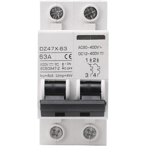 Xiuganpo Miniatur-AC/DC-Leistungsschalter 63 A 2-polig, flammhemmend, für Solaranlagen – Einfache Installation für netzgekoppelte Solaranlagen