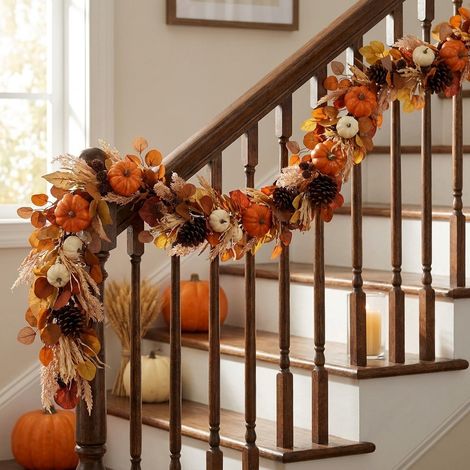 6ft Realistic Autumn Pumpkin Garland (1/2)