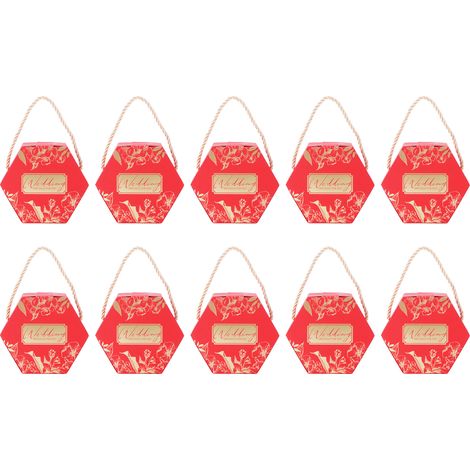 10 sechseckige Geschenkboxen für Pralinen mit Schnüren – ideal für Hochzeiten und Veranstaltungen (1/5)