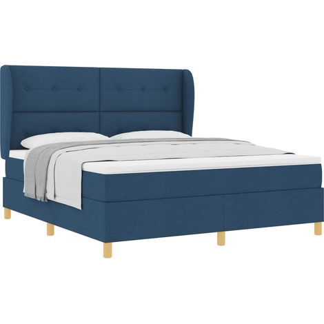 Maison Exclusive - Lit à ressorts avec tête de lit Bleu 200 x 180 cm tissu (1/5)