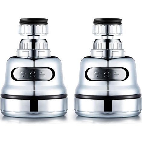 2er-Pack 360° drehbarer Küchenarmaturkopf, drehbarer Wasserhahn mit Universaladapter