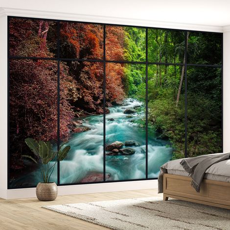 Papier peint panoramique Trompe l'oeil Verrière - Rivière - 130 cm x 82 cm (1/5)