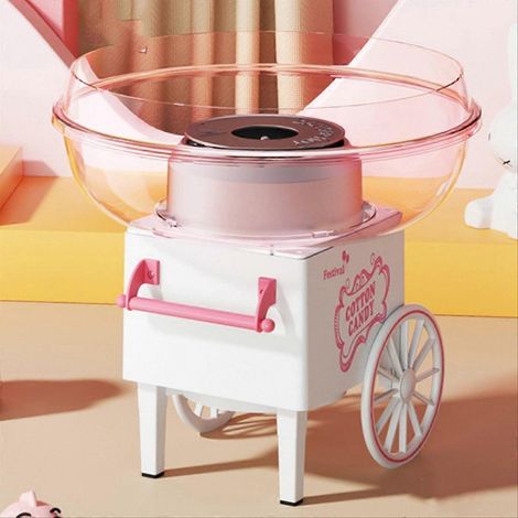 Machine à barbe à papa, mini machine à barbe à papa pour enfants avec cuillère à sucre, facile et sûre d'utilisation, rose vintage, prise européenne (1/5)