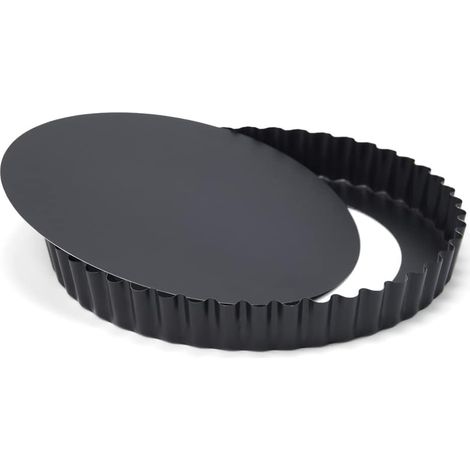 1 - Moule à tarte - Fond amovible - Acier revêtu sans PFAS - Cuisson saine et homogène - Pour friteuse à air chaud XL et XXL - Noir - 20x2,5 cm (1/5)