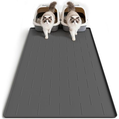 Tapis Litière Chat XXL, Tapis Silicone Etanche 102x71cm Foncé Clair (1/5)