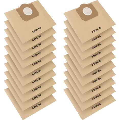 Confezione da 20 sacchetti per aspirapolvere adatti per Karcher 6.959-130.0 WD3, sacchetti filtro in carta per Karcher 6.959-130.0 WD3/WD3P/MV3/A2204/A2204/A2534/SE 4001/SE 4002 (1/5)