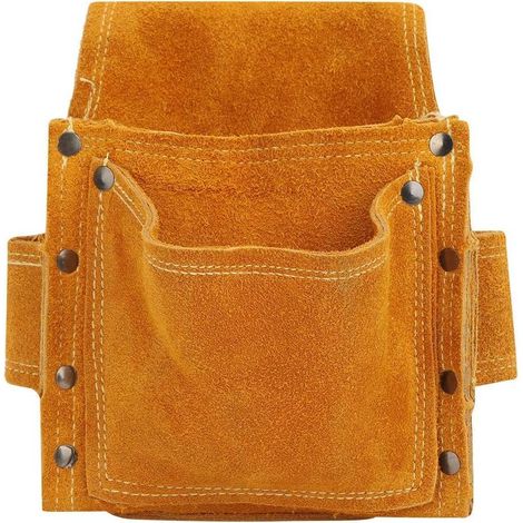 Sac à outils multifonction de ceinture en cuir de vache épais, poche de rangement durable pour outils, boîte de stockage portable pour outils de taille standard (1/5)