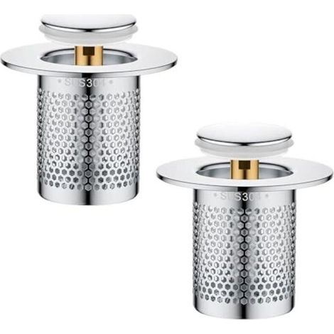 2 Pièces de Crépine de Vidange, Filtre à Evier en Acier Inoxydable Cuisine, Pop up Bouchon de Vidange Lavabo avec Tamis à Cheveux Acier Inoxydable Filtre Evier de Sol, pour Salle de Bain, Baignoire (1/5)