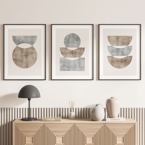 Lot de 3 Affiches / Posters Triptyque - Formes géométrique s - 3 Affiches - 70x100 cm (Cadres non fournis) - Photo pleine page (1/5)