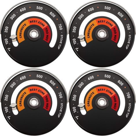 (4 Pièces) Thermomètre Magnétique Thermomètre Poêle à Bois Thermomètre de Conduit de Cheminée Thermomètre de Température Poêle pour Éviter un Ventilateur Endommagé par une Surchauffe