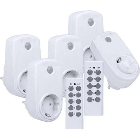 Ulisem Kabellose intelligente Steckdose mit Fernbedienung (110 V – 250 V, 5 Steckdosen, 2 Fernbedienungen) (1/5)