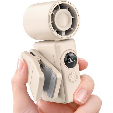 Ventilateur portable avec pince, mini ventilateur de poche rechargeable avec affichage LED, ventilateur de poussette avec pince détachable et rotation à 360° pour bébé, idéal pour les voyages.-AquaFor