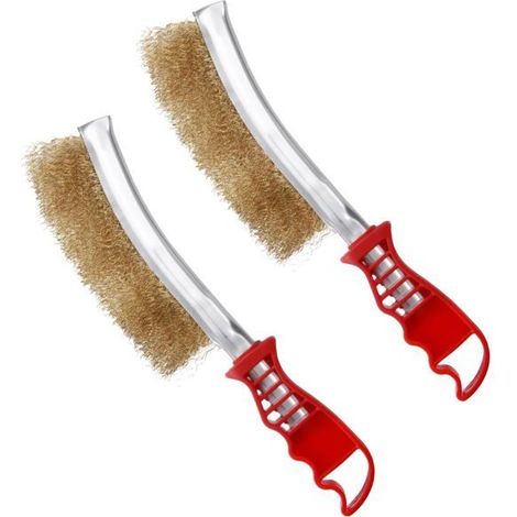 BelleRise - Un lot de deux brosses en laiton pour barbecue, brosses métalliques, brosses en laiton adaptées aux grilles en fonte. (1/5)