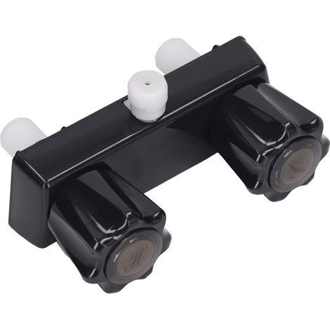 Mitigeur de douche pour camping-car, robinet mélangeur avec 2 boutons molette noirs, vanne de dérivation, base noire, contrôle de débit pour caravane (1/5)