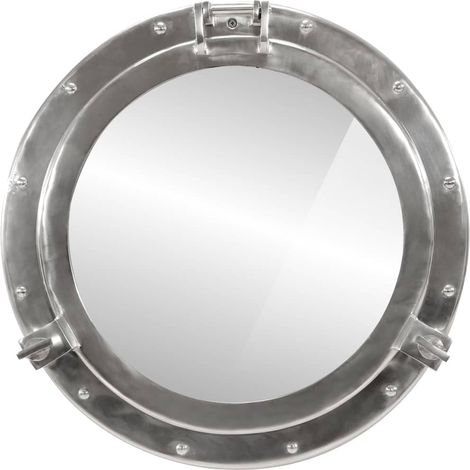 Miroir en forme de hublot mural Ø50 cm aluminium et verre CFW306764 (1/5)