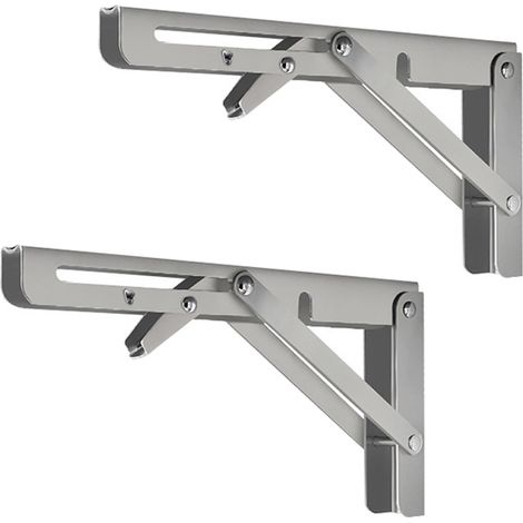 Lot de 2 Lourds Support Console Pliable Rétractable Pour Garage établi, Support d' Étagères Pliable, 12" / 300mm Acier Inoxydable Equerre Rabattable Murale, Charge Maximale: 60 kg/132lb