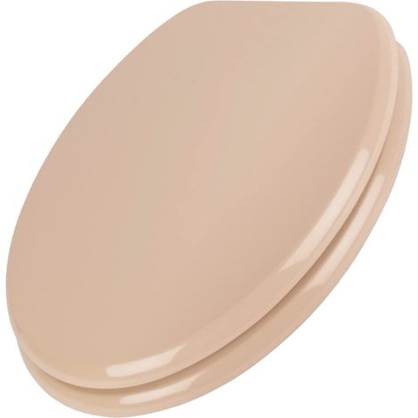 Schläfer 4638105 Tavoletta Wc Copriwater Universale Beige, Sedile Wc in Legno, Tavoletta Water "Weser" Forma Ovale, Cerniere Regolabili in Metallo (1/5)