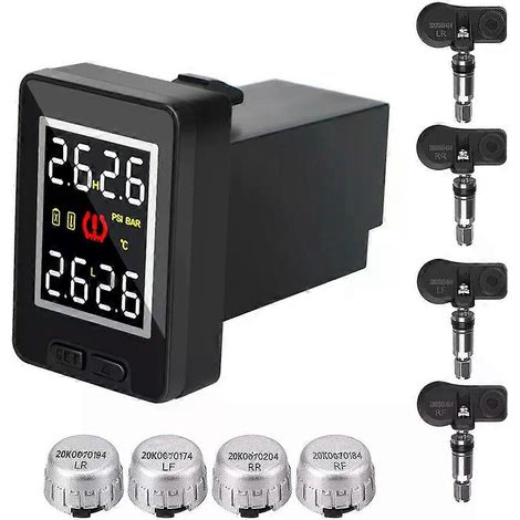 Système de surveillance de la pression des pneus (TPMS) étanche, avec contrôle de la température en temps réel et économie de carburant. 4 capteurs externes et internes. (1/4)