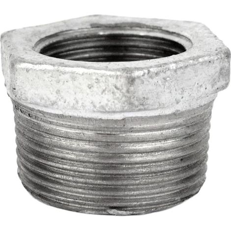 Réduction Mâle Femelle - 1 Pièce - Fonte Galvanisée - Adaptation Diamètres 33x42mm à 26x34mm - Plomberie Chauffage - Gris