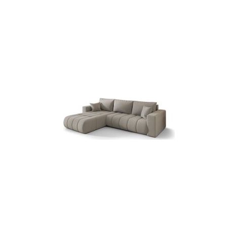 Canapé d’angle velours chenille convertible avec coffre ORIA angle gauche-Beige-angle gauche (1/5)
